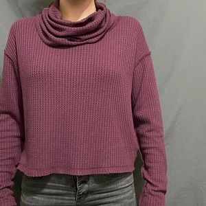 We The Free - Purple Slouchy Waffle Cowl Neck Sweater (S)